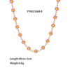 Wholesale Women's Fashion Stainless Steel Necklace With Small Wrinkled Chrysanthemum Design And Electroplating Treatment Chain Type Ochain