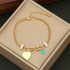 Wholesale Women's Fashion Stainless Steel Oil Dropping Flower Love Butterfly Bracelet With Heart And Flower Pattern Electroplated