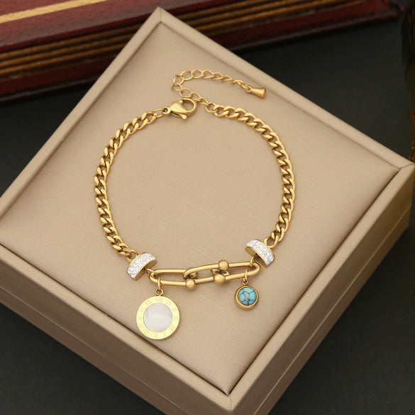 Wholesale Women's Fashion Stainless Steel Oil Dropping Flower Love Butterfly Bracelet With Heart And Flower Pattern Electroplated