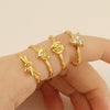 Wholesale Women's Fashion Stainless Steel Ring With Heart Flowers Bow Design Electroplated