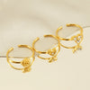 Wholesale Women's Fashion Stainless Steel Ring With Heart Flowers Bow Design Electroplated