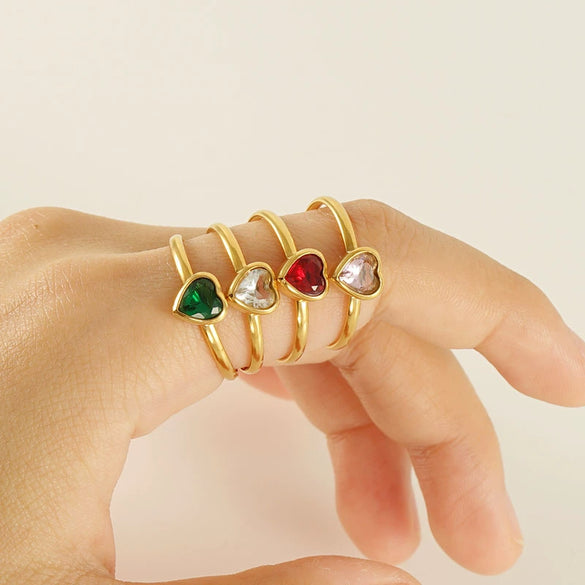 Wholesale Women's Fashion Stainless Steel Ring With Square Love Shape And Flower Design Inlaid With Zircon