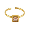 Wholesale Women's Fashion Stainless Steel Ring With Square Love Shape And Flower Design Inlaid With Zircon