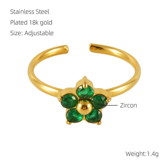 Wholesale Women's Fashion Stainless Steel Ring With Square Love Shape And Flower Design Inlaid With Zircon