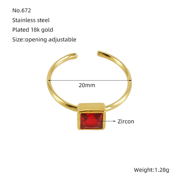 Wholesale Women's Fashion Stainless Steel Ring With Square Love Shape And Flower Design Inlaid With Zircon