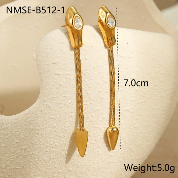 Wholesale Women's Fashion Stainless Steel Snake Element Earrings With Geometric And Animal Patterns Electroplated