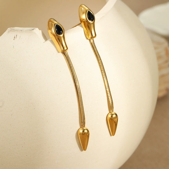 Wholesale Women's Fashion Stainless Steel Snake Element Earrings With Geometric And Animal Patterns Electroplated