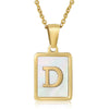 Wholesale Women's Fashion Stainless Steel Square Necklace With White Shell And Letter Design Gold Titanium Steel Electroplated Clavicle Chain