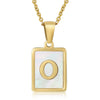 Wholesale Women's Fashion Stainless Steel Square Necklace With White Shell And Letter Design Gold Titanium Steel Electroplated Clavicle Chain