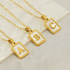 Wholesale Women's Fashion Stainless Steel Square Necklace With White Shell And Letter Design Gold Titanium Steel Electroplated Clavicle Chain