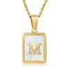 Wholesale Women's Fashion Stainless Steel Square Necklace With White Shell And Letter Design Gold Titanium Steel Electroplated Clavicle Chain
