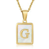 Wholesale Women's Fashion Stainless Steel Square Necklace With White Shell And Letter Design Gold Titanium Steel Electroplated Clavicle Chain