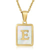 Wholesale Women's Fashion Stainless Steel Square Necklace With White Shell And Letter Design Gold Titanium Steel Electroplated Clavicle Chain