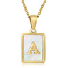 Wholesale Women's Fashion Stainless Steel Square Necklace With White Shell And Letter Design Gold Titanium Steel Electroplated Clavicle Chain