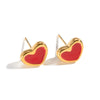 Wholesale Women's Fashion Stainless Steel Vacuum Real Gold Plated Heart Shape Earrings Jewelry Accessories