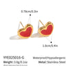 Wholesale Women's Fashion Stainless Steel Vacuum Real Gold Plated Heart Shape Earrings Jewelry Accessories