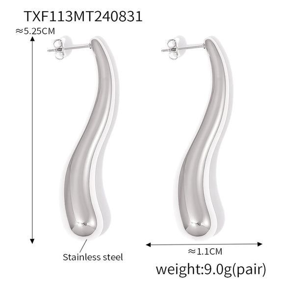 Wholesale Women's Fashion 316L Stainless Steel Water Drop Hollow Pendant Necklace And Earrings With Electroplating