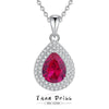 Wholesale Women's Fashion 925 Sterling Silver Water Drop Pendant Red Corundum Necklace With Cross Chain Simple Natural Style Diamond Design