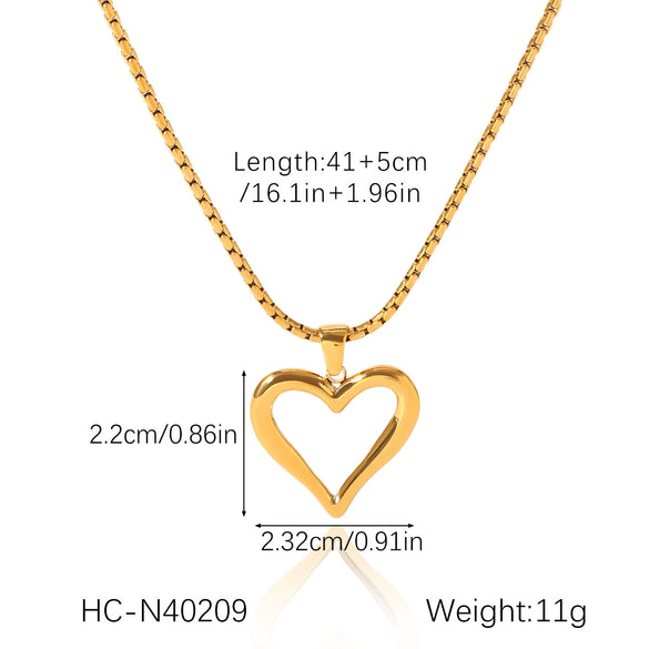Wholesale Women's Fashion Stylish Stainless Steel And Titanium Steel Cut Out Heart Geometric Pendant Necklace With Electroplating And Box Chain