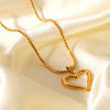 Wholesale Women's Fashion Stylish Stainless Steel And Titanium Steel Cut Out Heart Geometric Pendant Necklace With Electroplating And Box Chain