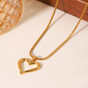 Wholesale Women's Fashion Stylish Stainless Steel And Titanium Steel Cut Out Heart Geometric Pendant Necklace With Electroplating And Box Chain