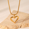 Wholesale Women's Fashion Stylish Stainless Steel And Titanium Steel Cut Out Heart Geometric Pendant Necklace With Electroplating And Box Chain