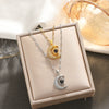 Wholesale Women's Fashion Temperament Diamond Moon Projection Necklace With Geometric Pattern Metal Material