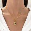 Wholesale Women's Fashion Temperament Diamond Moon Projection Necklace With Geometric Pattern Metal Material