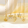 Wholesale Women's Fashion Titanium Steel And Copper Electroplated Heart Shape Micropaved Zirconia Angel Wings Pendant Necklace With O Word Chain Jewelry