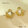 Wholesale Women's Fashion Titanium Steel And Pearl Flower Earrings With Electroplating Treatment