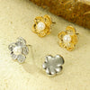 Wholesale Women's Fashion Titanium Steel And Pearl Flower Earrings With Electroplating Treatment