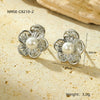 Wholesale Women's Fashion Titanium Steel And Pearl Flower Earrings With Electroplating Treatment