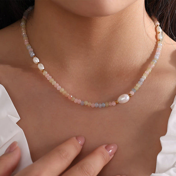 Wholesale Women's Fashion 316L Stainless Steel Beaded Pearl Clavicle Necklace With Electroplating