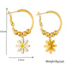Wholesale Women's Fashion Titanium Steel Goldplated Flower Drop Earrings