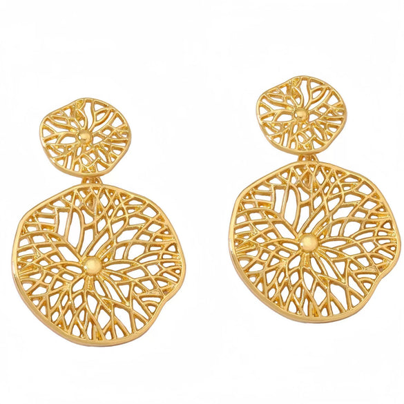 Wholesale Women's Fashion Titanium Steel Hollow Irregular Round Electroplated Geometric Earrings