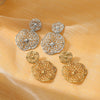 Wholesale Women's Fashion Titanium Steel Hollow Irregular Round Electroplated Geometric Earrings