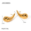 Wholesale Women's Fashion Titanium Steel 18K Gold Plated Cold Wind Water Drop Earrings With Geometric Design Electroplating