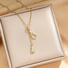 Wholesale Women's Fashion Titanium Steel Necklace With Copper Pendant And Real Gold Electroplated Tassel Gourd Design