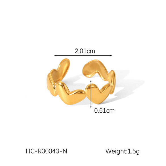 Wholesale Women's Fashion Titanium Steel Open Ring With Heart Star Geometric Patterns Electroplated