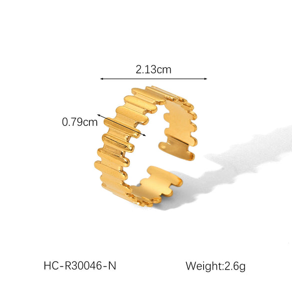 Wholesale Women's Fashion Titanium Steel Open Ring With Heart Star Geometric Patterns Electroplated