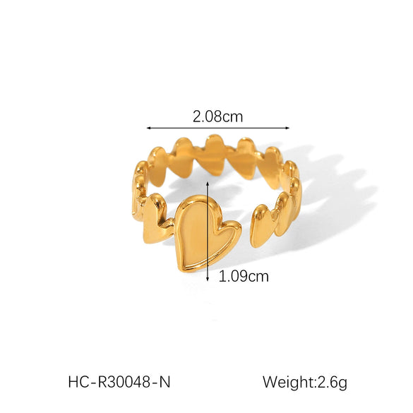 Wholesale Women's Fashion Titanium Steel Open Ring With Heart Star Geometric Patterns Electroplated