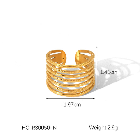 Wholesale Women's Fashion Titanium Steel Open Ring With Heart Star Geometric Patterns Electroplated