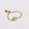 Wholesale Women's Fashion Versatile Adjustable Copper Goldplated Drop Shape Stretch Ring With Zirconia Design