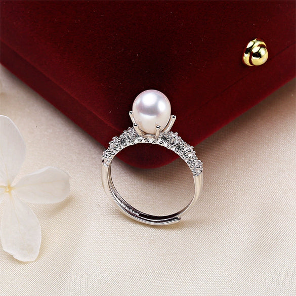 Wholesale Women's Fashion Vintage Freshwater Pearl Ring 925 Silver Copper Gold Plated Rice Drop Shape