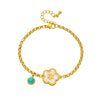 Wholesale Women's Fashion Vintage Goldplated Stainless Steel Fivepetal Flower Chain Bracelet