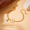 Wholesale Women's Fashion Vintage Goldplated Stainless Steel Fivepetal Flower Chain Bracelet