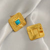 Wholesale Women's Fashion Vintage Light Luxury Style Titanium Steel Geometric Natural Stone Earrings With Electroplating