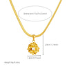Wholesale Women's Fashion Vintage Simple Gold Plated Stainless Steel Chain Necklace With Lotus Pearl Pendant And Flower Pattern
