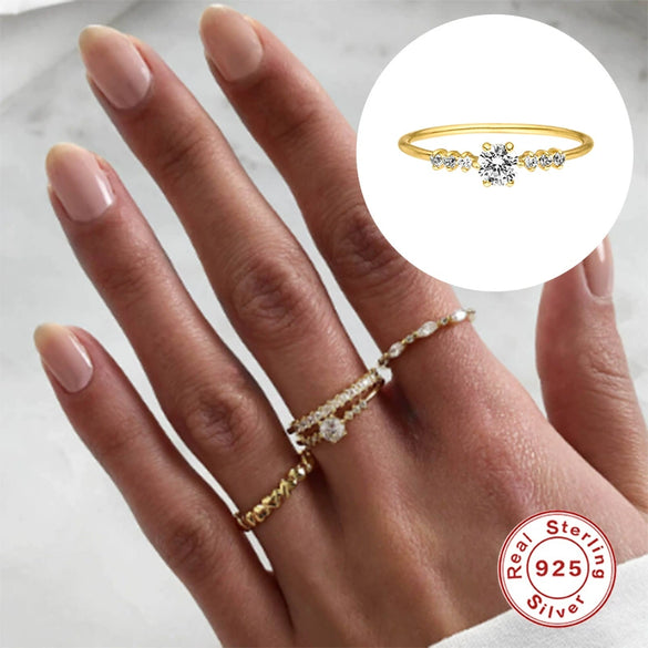 Wholesale Women's Fashion Vshaped Opal Diamond Ring S925 Sterling Silver Geometric Style Jewelry