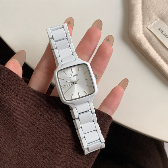Wholesale Women's Fashionable Alloy Watch With Simple Square Shape And Macaron Colors